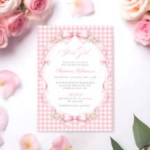 Rosa Gingham-Schleife Florale Babyparty