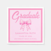 Rosa Gingham-Schleifen Abschlussfeier Serviette (Vorderseite)
