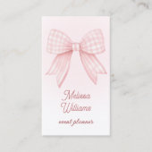 rosa Gingham-Schleifen-Logo Visitenkarte (Vorderseite)