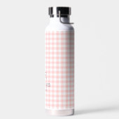 Rosa Gingham-Schleifen-Monogramm Trinkflasche (Links)
