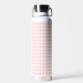 Rosa Gingham-Schleifen-Monogramm Trinkflasche (Rückseite)