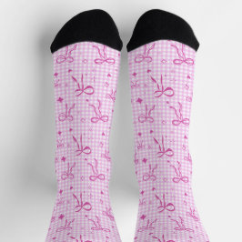 Rosa Gingham-Schleifen-Socken Socken