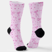 Rosa Gingham-Schleifen-Socken Socken (Gewinkelt)