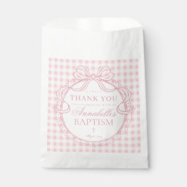 Rosa Gingham-Schmachtlappen-Schleife-Tauf-Dessert Geschenktütchen