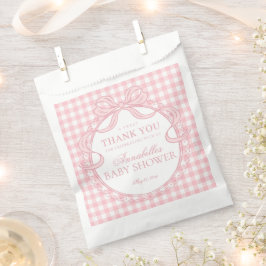 Rosa Gingham-Schmachtlappen-Schleifen-Baby-Shower- Geschenktütchen