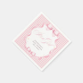 Rosa Gingham-Schmetterlings-Schleife - It's a Girl Serviette (Ecke)