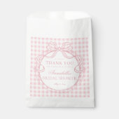 Rosa Gingham-Schmetterlings-Schleifen-Brautabschie Geschenktütchen (Vorderseite)