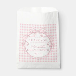 Rosa Gingham-Schmetterlings-Schleifen-Brautabschie Geschenktütchen