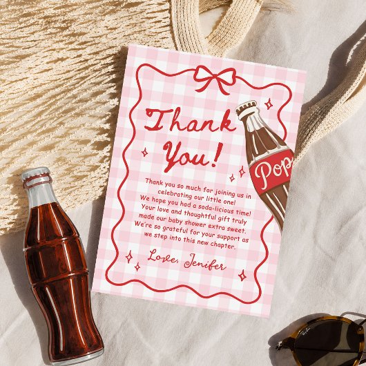 Rosa Gingham Sie ist bereit zu knallen Baby Shower Dankeskarte