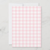 Rosa Gingham Sie ist bereit zu knallen Baby Shower Dankeskarte (Rückseite)
