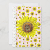 Rosa Gingham Sonnenblume Baby Dusche Invites Einladung (Rückseite)