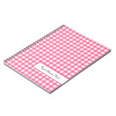 Rosa Gingham-Spirale-personalisiertes Notizbuch Notizblock (Linke Seite)