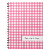 Rosa Gingham-Spirale-personalisiertes Notizbuch Notizblock (Vorderseite)