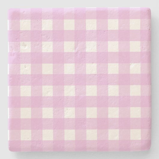 Rosa Gingham Steinuntersetzer (Vorderseite)