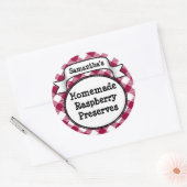 Rosa Gingham Strawberry Jelly Jam Jar/Lid Label Runder Aufkleber (Umschlag)