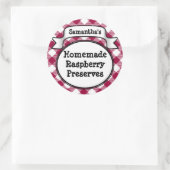 Rosa Gingham Strawberry Jelly Jam Jar/Lid Label Runder Aufkleber (Tasche)