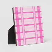 Rosa Gingham-Streifen-Karomuster Fotoplatte (Vorderseite)