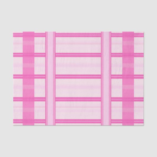 Rosa Gingham-Streifen-Karomuster Seidenpapier (Vorderseite)