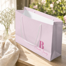 Rosa Gingham-Süßes Monogramm-Geschenke