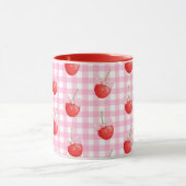 Rosa Gingham Tasse Niedlich Strawberry Print (Zentrum)