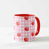 Rosa Gingham Tasse Niedlich Strawberry Print (VorderseiteRechts)