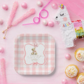 Rosa Gingham Teddy Bär Mädchen Baby Shower Pappteller (Party)