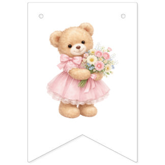 Rosa Gingham-Teddybär Alles Gute zum Geburtstag Wimpelkette