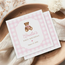 Rosa Gingham Teddybär Beary Erster Geburtstag