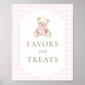 Rosa Gingham-Teddybär-Geschenke & -Leckereien Poster (Vorne)