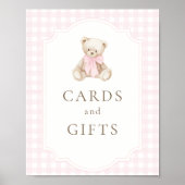 Rosa Gingham-Teddybär Karten & Geschenke Poster (Vorne)