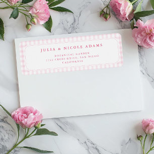 Rosa Gingham Teddybär Neutrale Babyparty