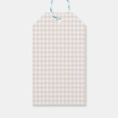 Rosa Gingham Teddybär Neutrale Babyparty Geschenkanhänger (Rückseite)