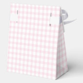 Rosa Gingham Teddybär Neutrale Babyparty Geschenkschachtel (Rückseite)