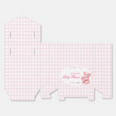 Rosa Gingham Teddybär Neutrale Babyparty Geschenkschachtel (Ungefaltet)
