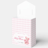 Rosa Gingham Teddybär Neutrale Babyparty Geschenkschachtel (Offen)