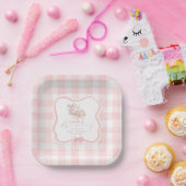 Rosa Gingham-Teeparty-Mädchen-Baby-Party Pappteller (Party)