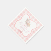 Rosa Gingham-Teeparty-Mädchen-Baby-Party Serviette (Ecke)