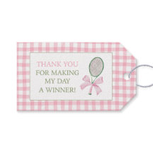 Rosa Gingham-Tennis-Dankeschön-Geschenk-Anhänger
