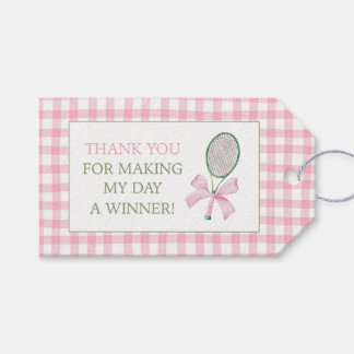 Rosa Gingham-Tennis-Dankeschön-Geschenk-Anhänger Geschenkanhänger