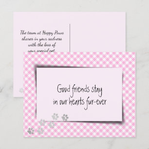 Rosa Gingham-Tierverlust vom Tierarzt Postkarte