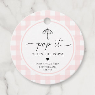 Rosa Gingham Umbrella Pop Es, wenn sie Pop Geschenkanhänger