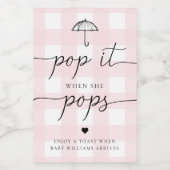 Rosa Gingham Umbrella Pop Es, wenn sie Pop Weinetikett (Einzelnes Label)
