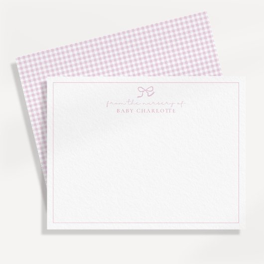 Rosa Gingham und Bogen-Kinderzimmer Ankündigung