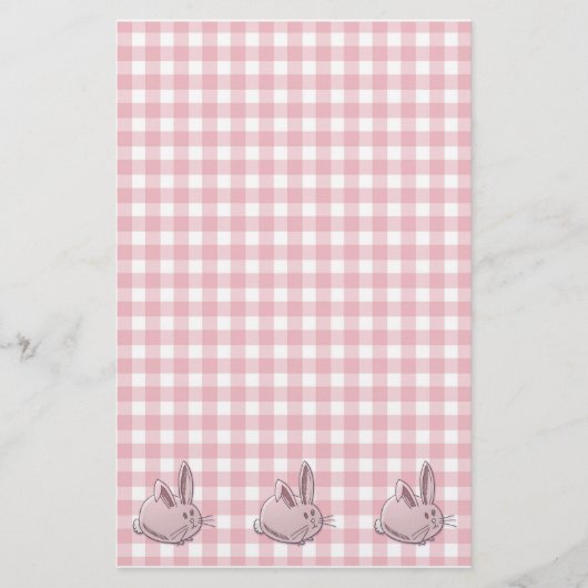 Rosa Gingham und Bollen Briefpapier (Vorderseite)