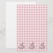 Rosa Gingham und Bollen Briefpapier (Vorne/Hinten)