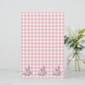 Rosa Gingham und Bollen Briefpapier (Stehend Vorderseite)