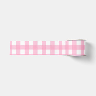 Rosa Gingham- und Polka-Dot-Geschenkpapier-Set Ripsband