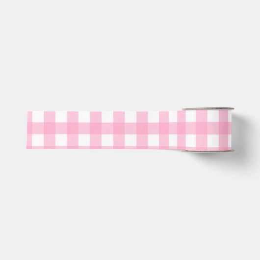 Rosa Gingham- und Polka-Dot-Geschenkpapier-Set Ripsband (Vorderseite)