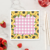 Rosa Gingham und Sonnenblumen Serviette (Beispiel)