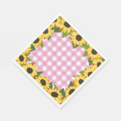 Rosa Gingham und Sonnenblumen Serviette (Ecke)